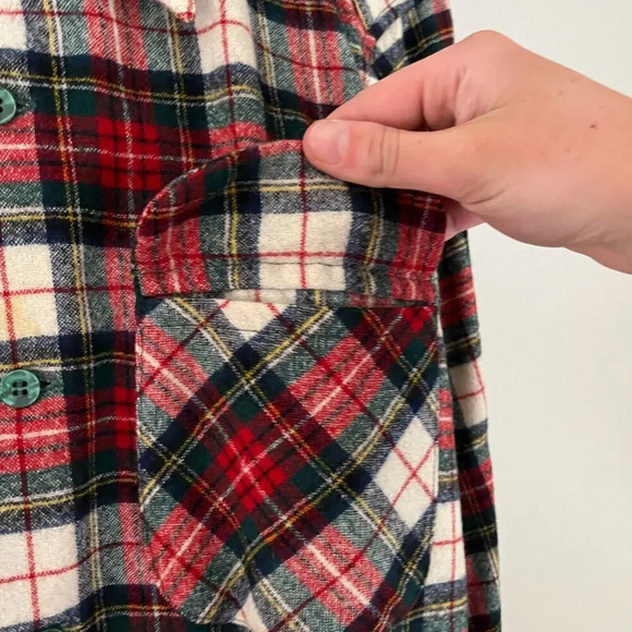 Vtg Pendleton Mens Multicolor Button Up Shirt M Stewart Plaid Wool Long Sleeve - Picture 5 of 6